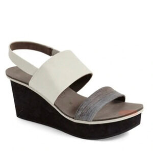 Sundance COCLICO Mandrake cork wedge heel leather sandal 40 white gray